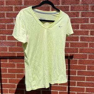 Nike Women's Light Butter Yellow V-Neck Tee Medium